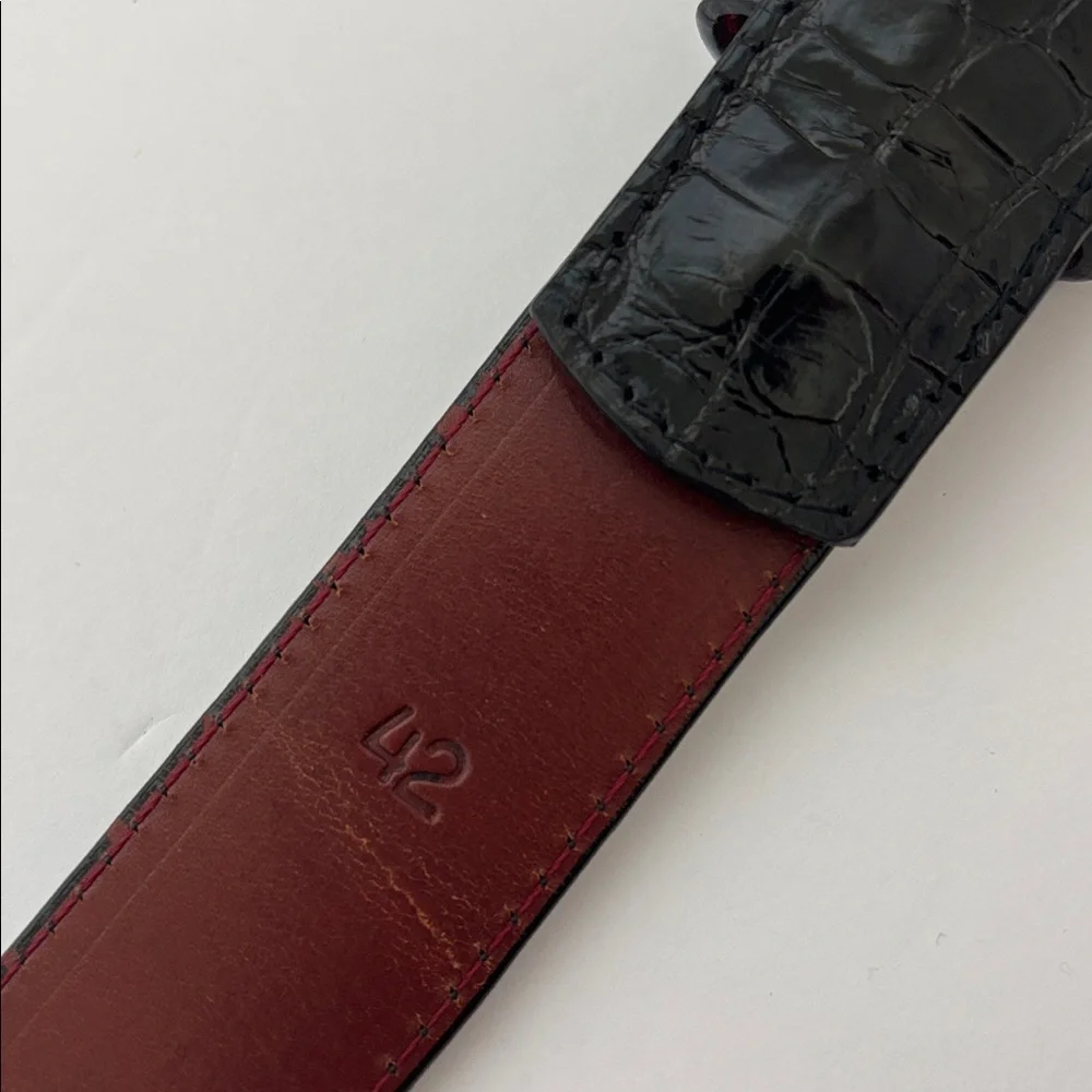 W. Kleinberg Genuine Alligator USA Neiman Marcus Adjustable‎ Belt Black Mens 42